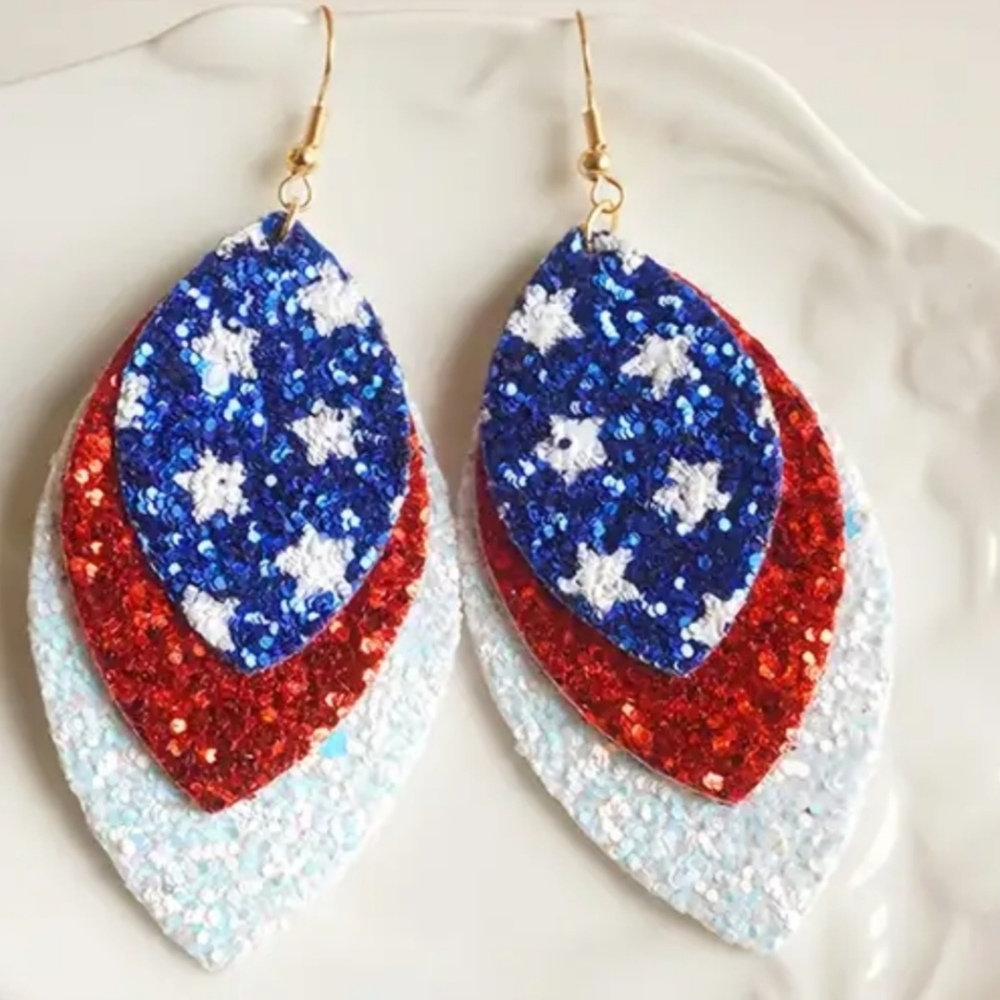Red, White and Blue Sparkle Earrings NEW